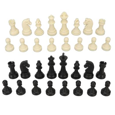 32Pcs Plastic Chess Pieces Only with Drawstring Storage Bag for Professional Beginner Family Gatherings Picnic Camping