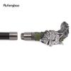 Silver Harts Varghuvud Trärot Gåkäpp Mode Dekorativ Stålstav Gentleman Elegant Cosplay Käpp Knopp Biskopsstav 93cm