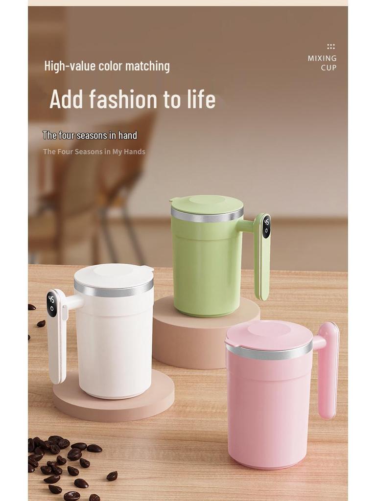 Kreativer Selbstumrührender Kaffeebecher mit Magnetischer Ladefunktion und Temperaturanzeige