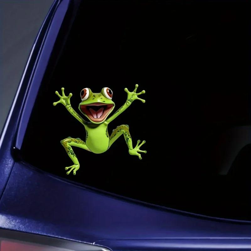 1Pc Green Frog Jump Funny Vehicle Decal Sticker for Laptop Water Bottle Phone Car Truck Van Motorcycle - Vehicle Paint Window