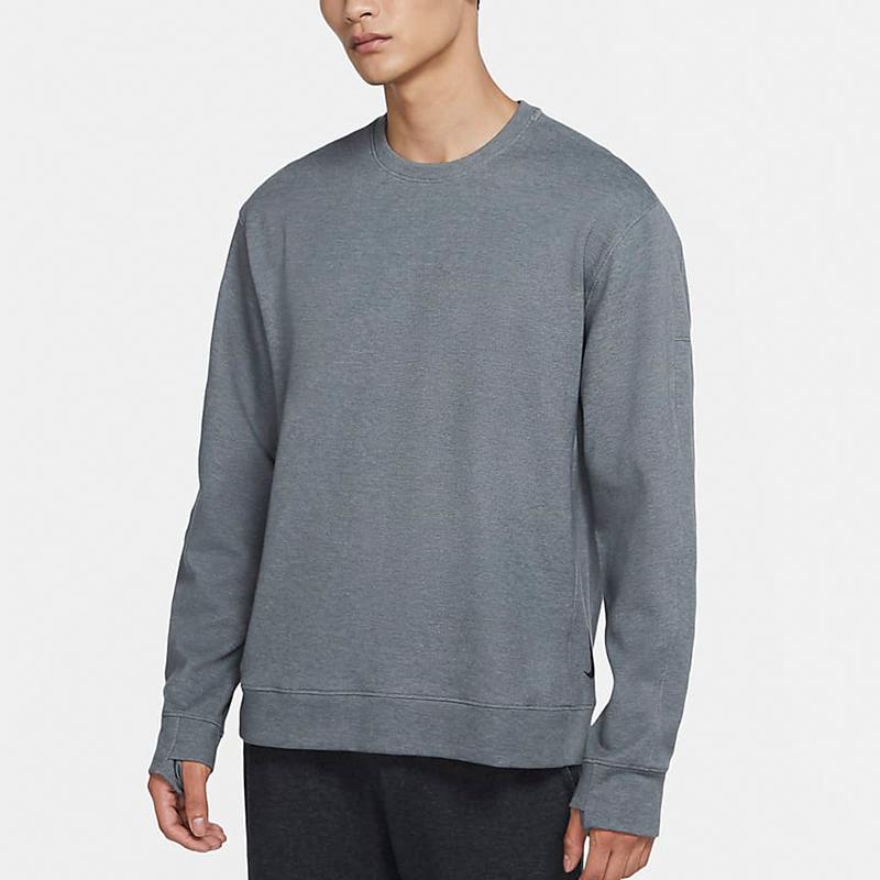 Nike Yoga Solid Color Crew Neck Pullover Sweatshirt Men Tops Gray CU6246-068