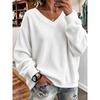 Women S Waffle Knit V Neck Long Sleeve Loose Casual Sweatshirt