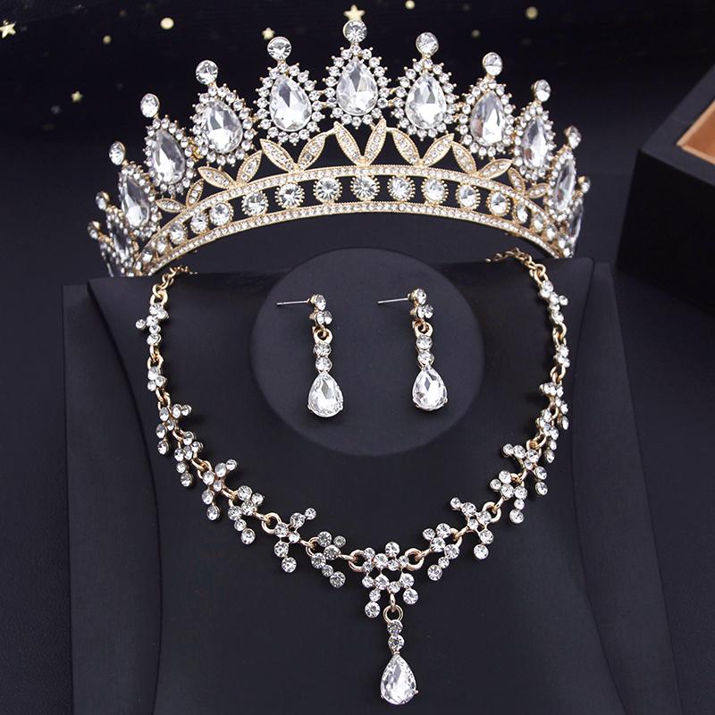 Princess Bridal Tiaras Jewelry Sets for Women Crown and Earring Necklace Set Birthday Party Wedding Jewelry Bride Accessories