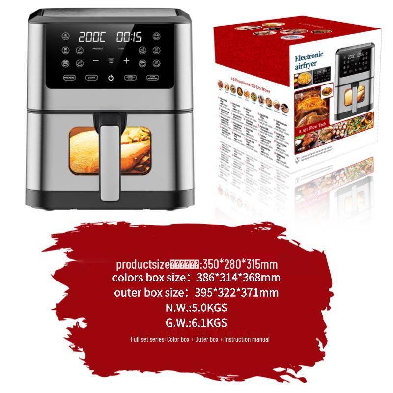 

6L Electronic Air Fryer with Multiple Menus, Large Screen, Oil-Free, EU Plug, In Stock, Ready for Global Shipping