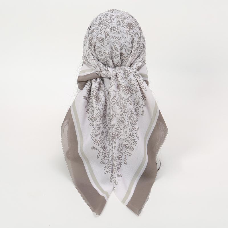 Dámský čtvercový 110cm bavlněný šátek Bohemia muslimský hidžáb šátky a zavinovačky Žena Foulard Nová návrhářka Paisley Bandana Pashmina