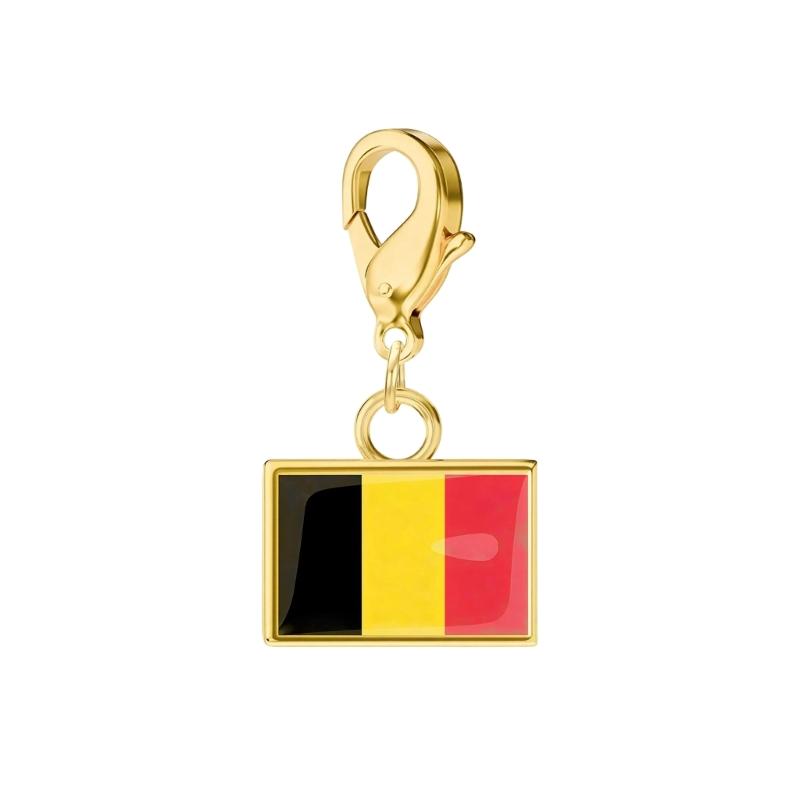 Braccialetto con Charm Bandiera in Acciaio Inossidabile con Moschettone, Gioiello Ciondolo Paese per Regalo di Viaggio Accessorio Stile