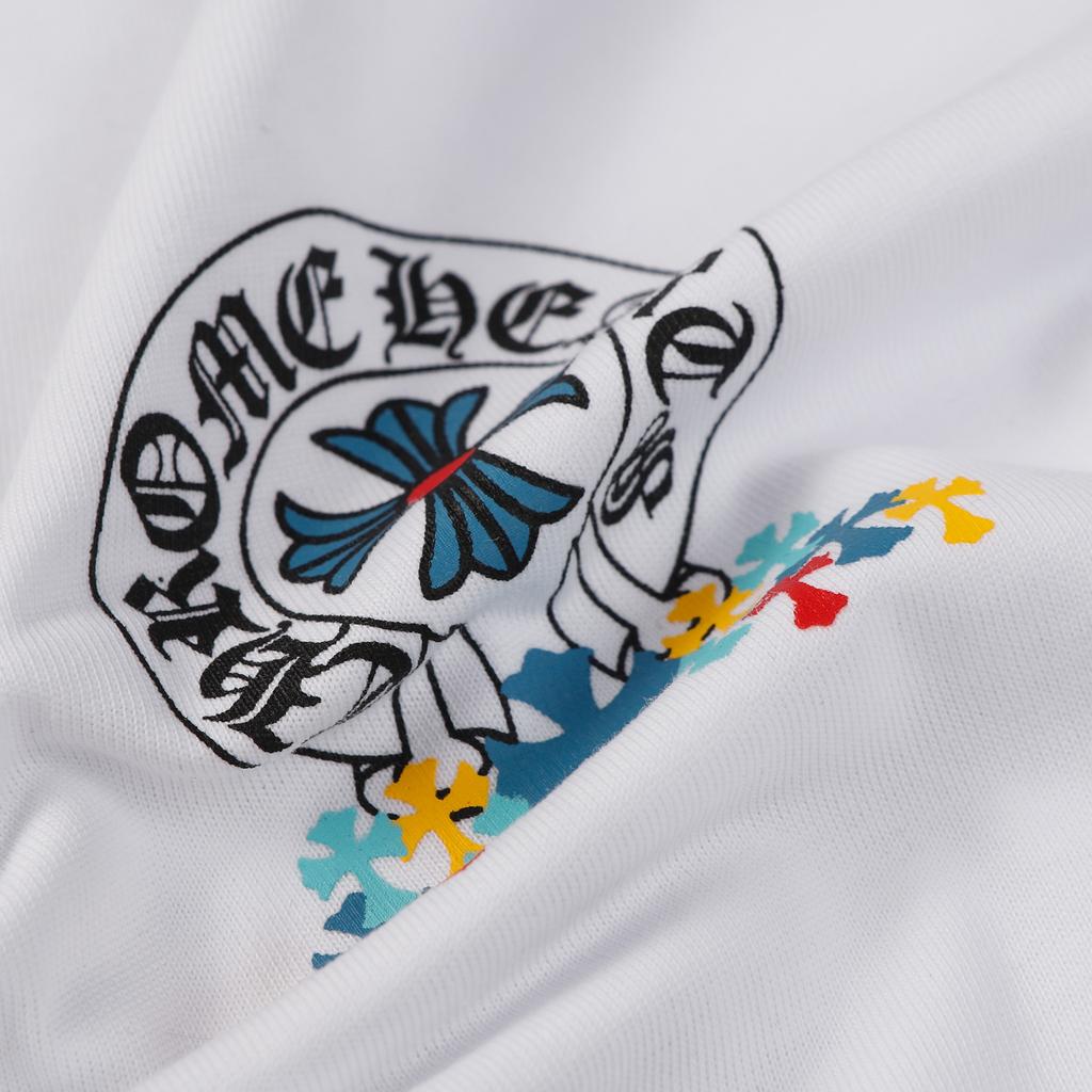 9985 CHROME HEARTS 2025 Vară Nou Bumbac de Înaltă Calitate Gât Rotund Larg Mărimi Mari Tricou de Cuplu pentru Bărbați și Femei