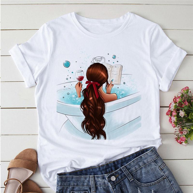 Flower Pretty Girl Fashion Trend Oversized Tops Custom T-Shirt Kawaii O-Neck Tshirt Soft Clothes For Women Female Tee-Shirt