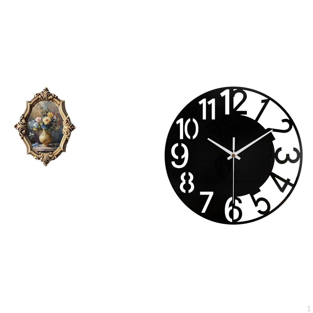 Vintage Resin Art Photo Frame and Acrylic Silent Decorative Wall Clock for Office Bedroom Gallery