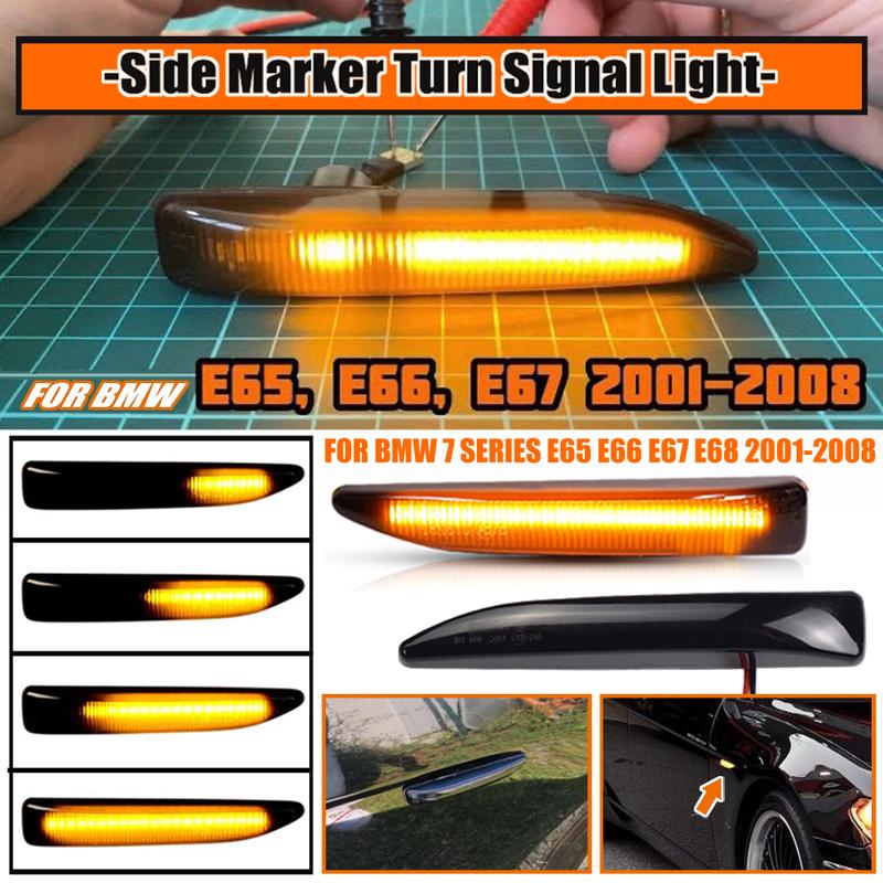 For BMW 7 Series (E65/E66/E67/E68) 2001-2008 63137164757 Car Fender Side Marker Repeater Lights Dynamic LED Turn Signal Lamp