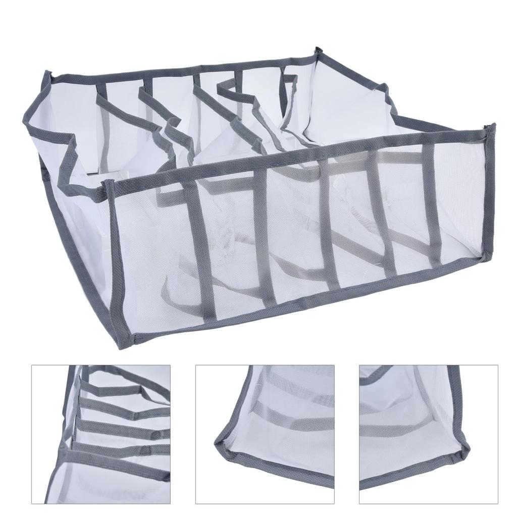 Underwear Organizer Mesh Foldable Breathable Multi Cells Socks Storage Box for Bras Panties6 Cells