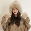 New Winter Warm Mink Hair Woven Fox Hair Ear Protection Fur Hat Female Cute Real Hair Ball Snow Hat