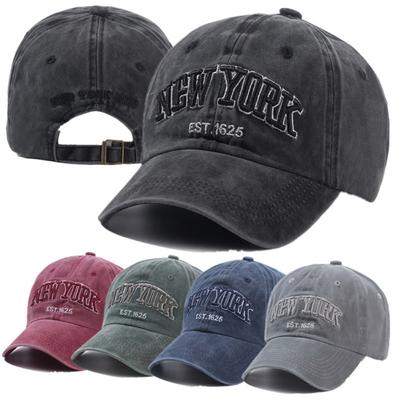 WASHED DENIM New York Embroidery Baseball Caps Distressed Faded Cap Baseball Hats Sunscreen Hats