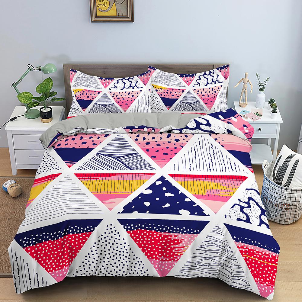 Umělecký vzor Povlečení Akvarelový design Barevný povlak na přikrývku s povlakem na polštář King Queen Size Pro děti a teenagery Povlečení