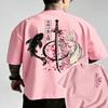 Japanese Style Cherry Blossom Koi Print Shortsleeve Tshirt Loose Round Neck Casual Trendy Top