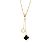 Korean Light Luxury Tassel Mother-of-Pearl Clover Pendant Diamond Necklace for Women - Versatile High-End Clavicle Jewelry