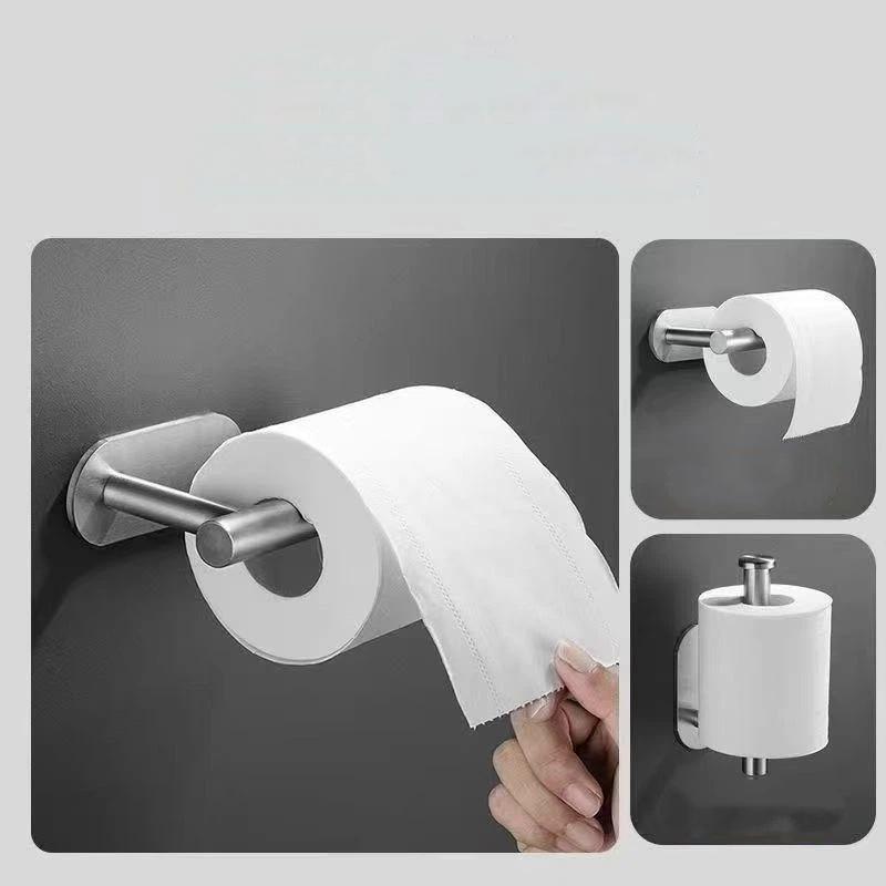Durable Towel Holder Self-Adhesive No Drilling Bathroom Hook Stainless Steel Bathroom Organizer Kitchen Storage Rack