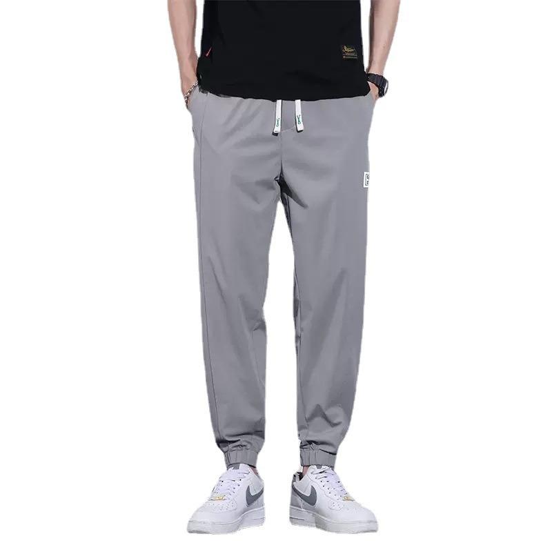 Summer new casual pants men's thin ice silk tied feet loose and comfortable sweatpants