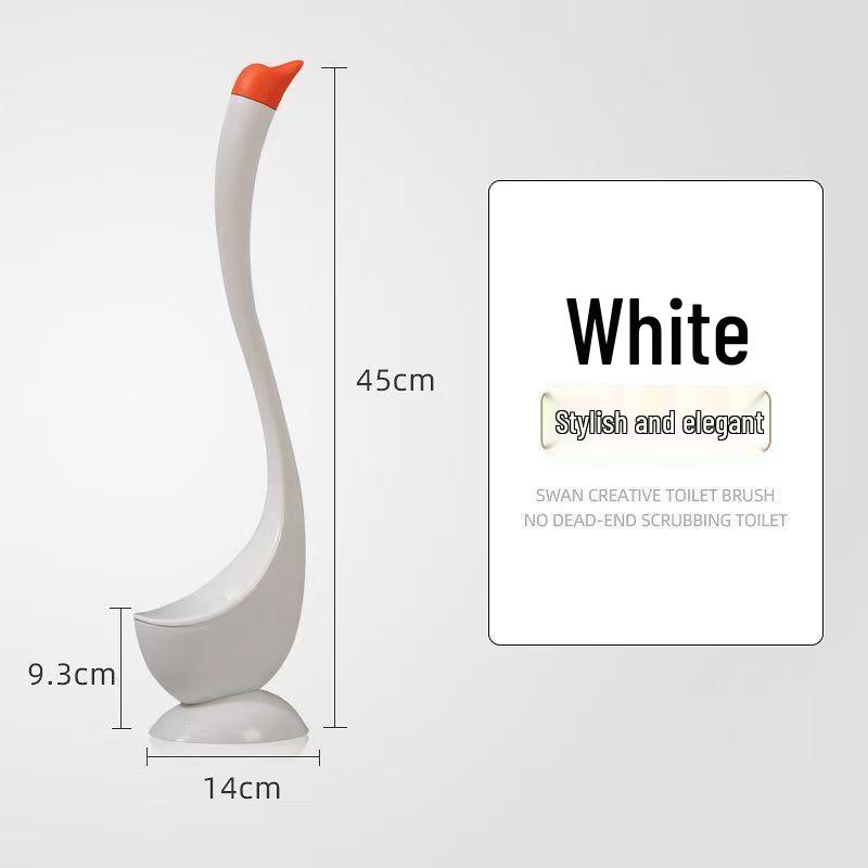

Swan Shape Toilet Brush Set with Storage Rack - Long Handle and No-Punch Design for Corner Cleaning