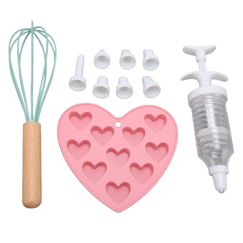 Cake Baking Supplies Set Heart Shape Silicone Mould Hand Cream Mixer Piping Frosting Tips for Beginner