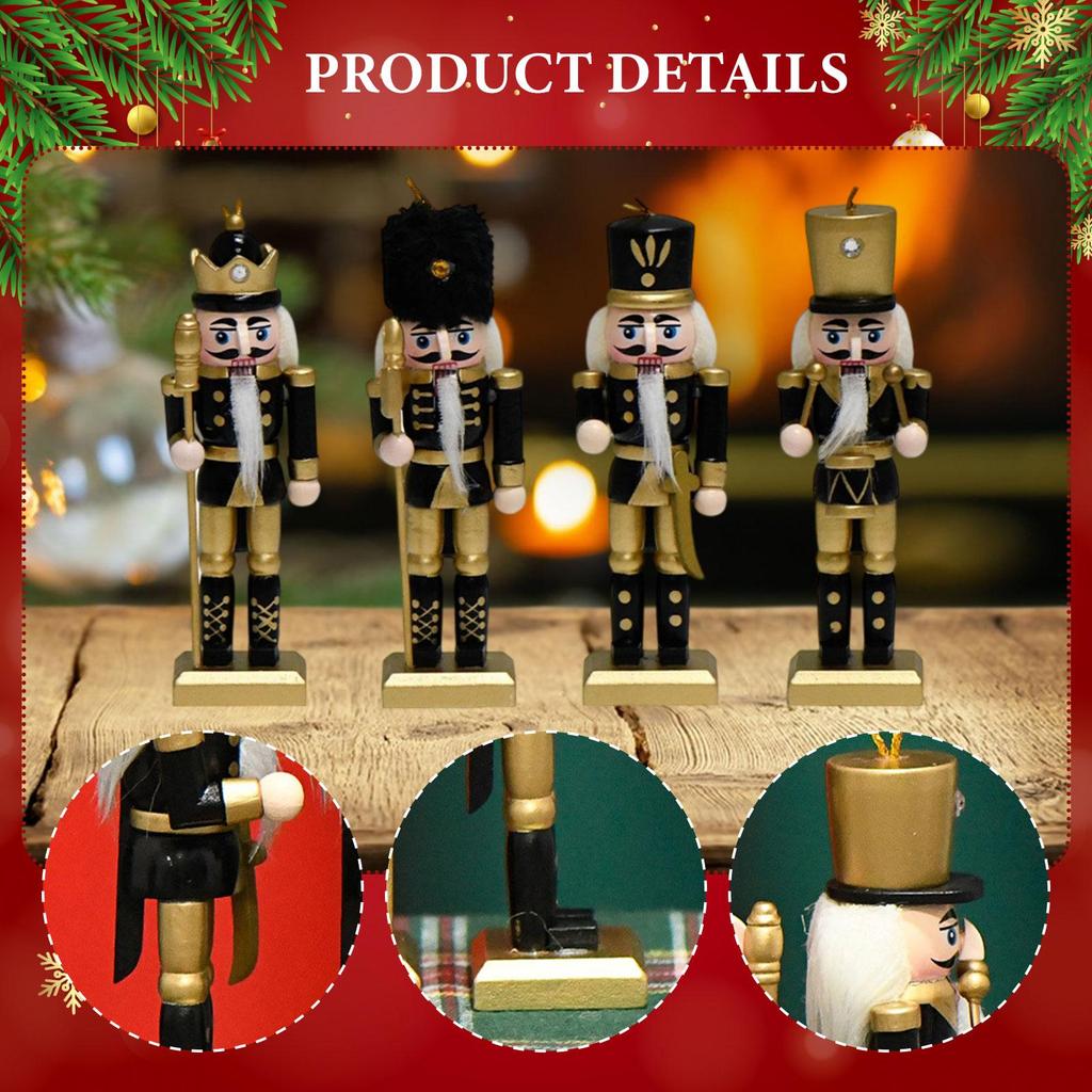 4x Christmas Nutcracker Hanging Ornaments Table Centerpiece Creative Nutcracker Figures Xmas Tree Decor for Festival Home Shelf