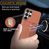 Business Magnetic Carbon Fibrer Cards Solt Wallet Phone Case For Samsung S25 Ultra S24 Plus S23 A17 A07 Kickstand Flip Cover
