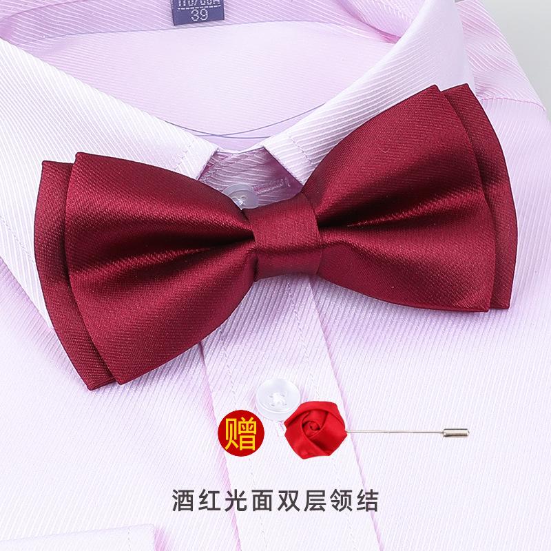 Мужской Корейский Банкетный Жених Свадебный Шафер Британский Набор Брошей-Бабочек Бордовая Бабочка Красная Бабочка