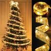 Christmas LED Silk Ribbon Lights - Double Layer Luminous Satin String for Tree Decorations