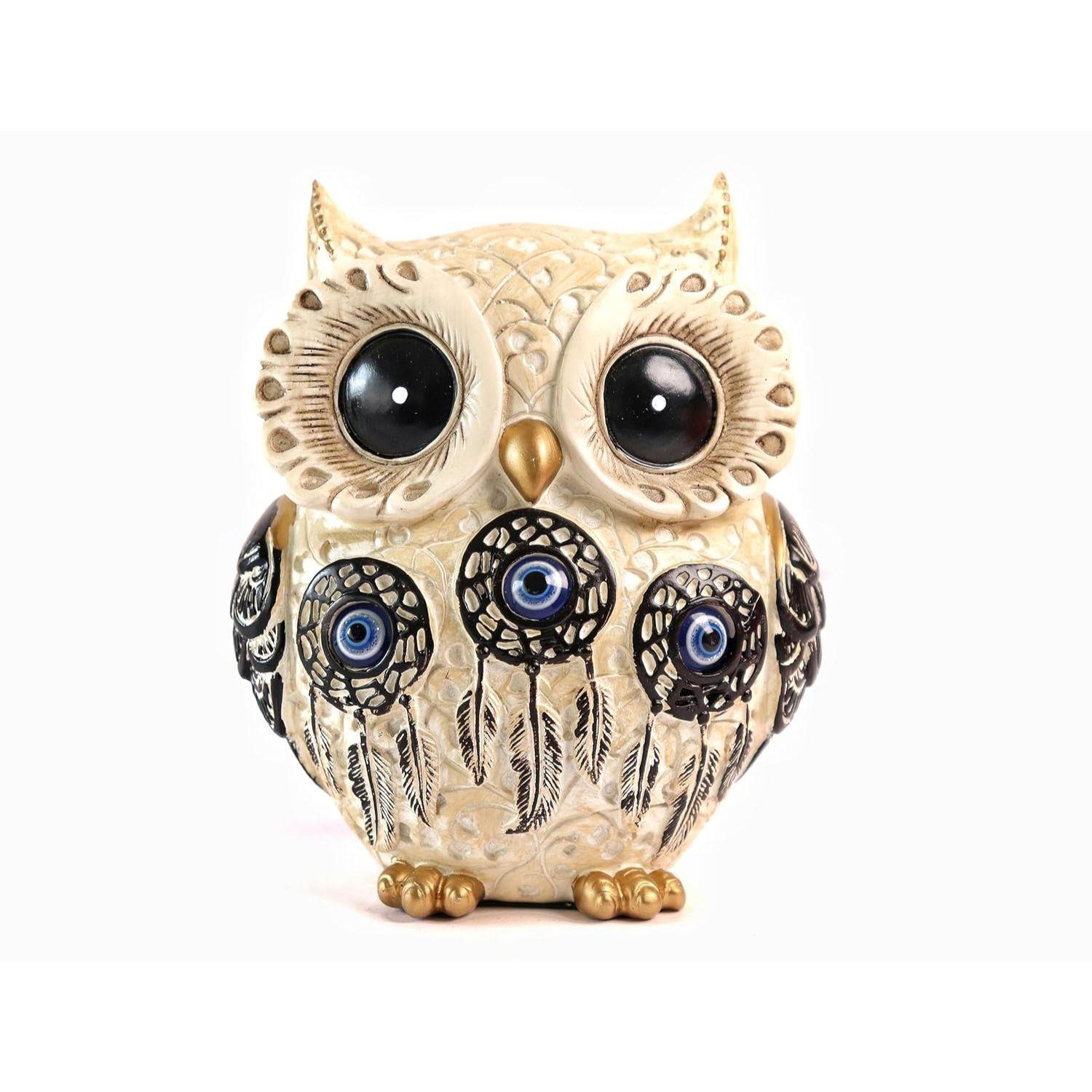 

Owl Statue - Aesthetic Resin Owl Art Figure - Feng Shui & Vastu - Evil Eye - Home Decor - 3.5 Inch 3.5 INCH