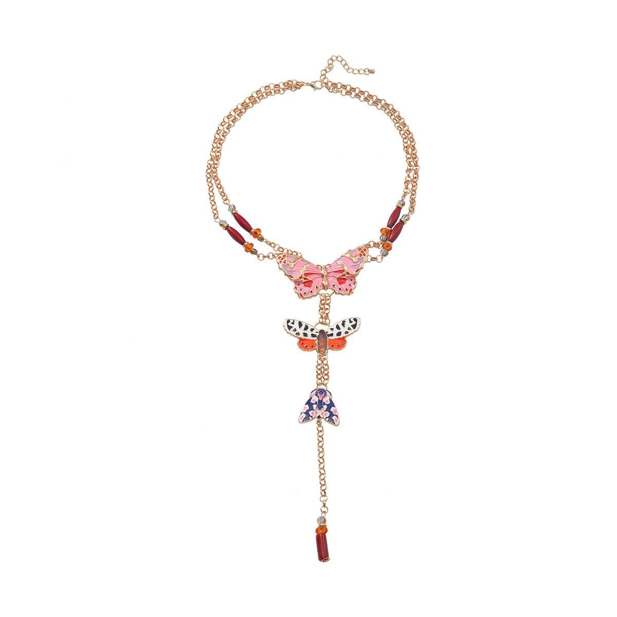 Exaggerated alloy multi-layer butterfly necklace Bohemian style women s fashion summer beach
