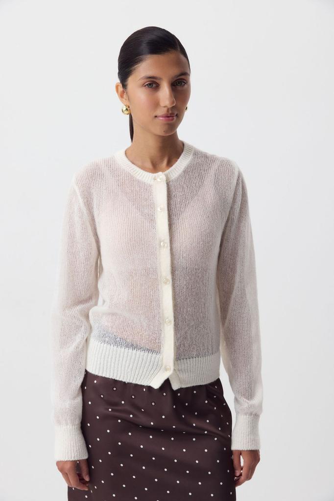 2026 Spring New Women's Hollow Out Knit Cardigan Soft Crew Neck Long Sleeve Lazy Style Sweater Coat