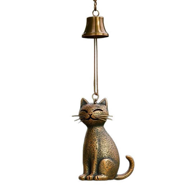 Cat Wind Chime Unique Cat Garden Decor Outdoor Cat Statue Themed Gifts Wind Chimes For Cat Lovers Hanging Memorial Ornaments