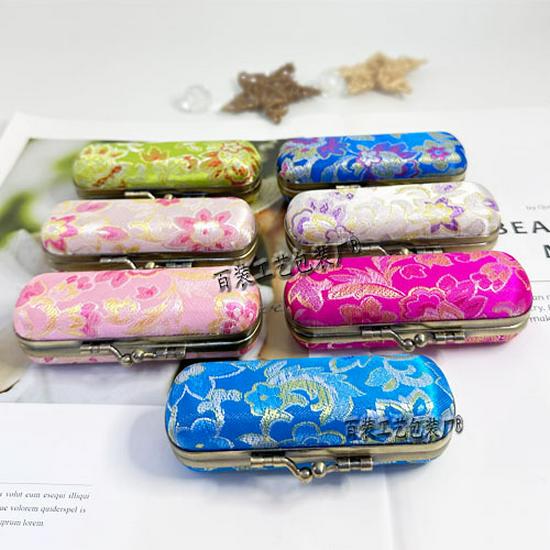 Vintage Brocade Embroidered Lipstick Case with Mirror