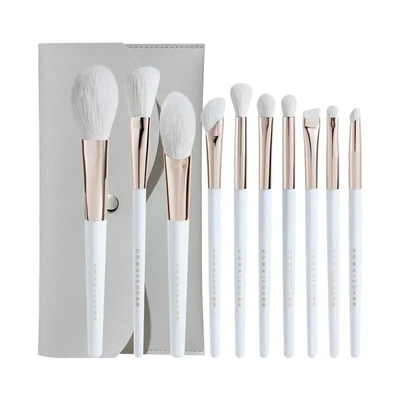 10Pcs Portable Makeup Brush Set Fiber Hair Cover Brush Powder Dispersal Repair Brush Injection Molding Beauty Makeup Tool