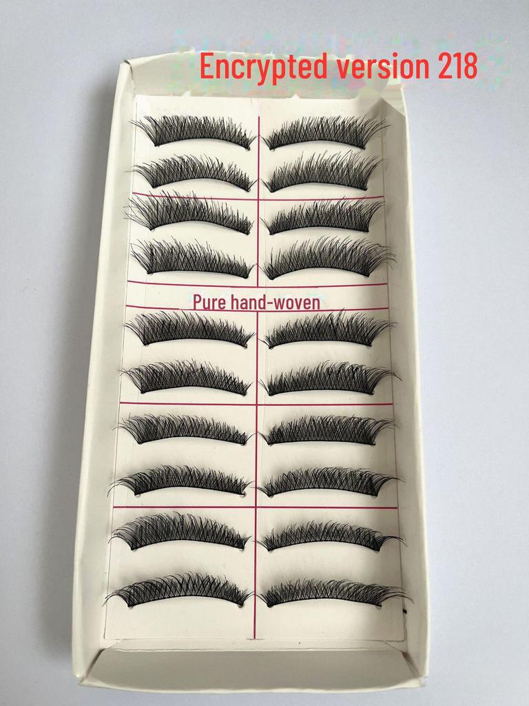 217 handgefertigte falsche Wimpern – 10 Paar im natürlichen Stil, gekreuzter Baumwollstiel für Bühnen-Make-up