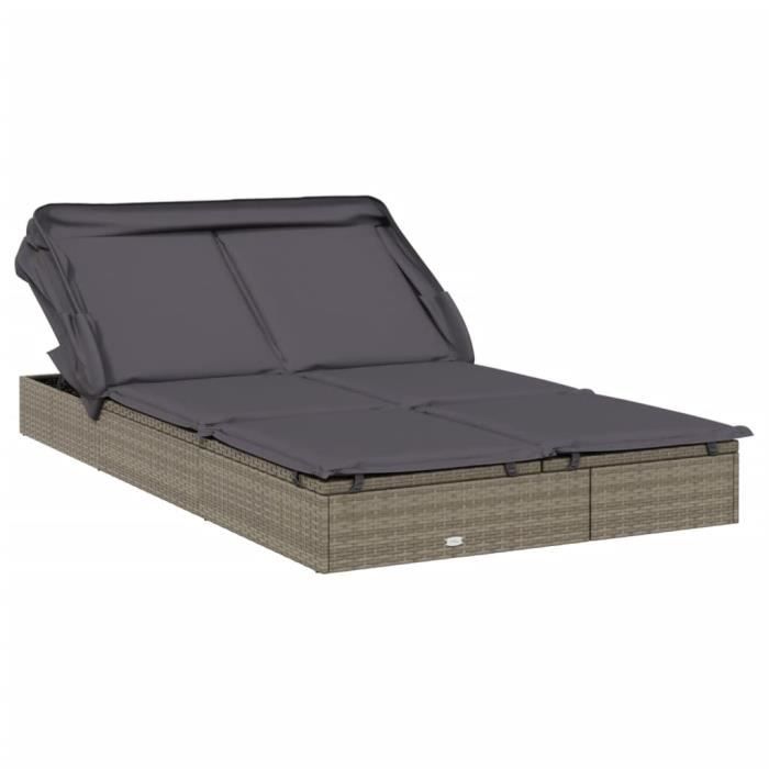 VidaXL 2-seater Sun Lounger with Foldable Roof Grey 213x118x97 Cm 319651