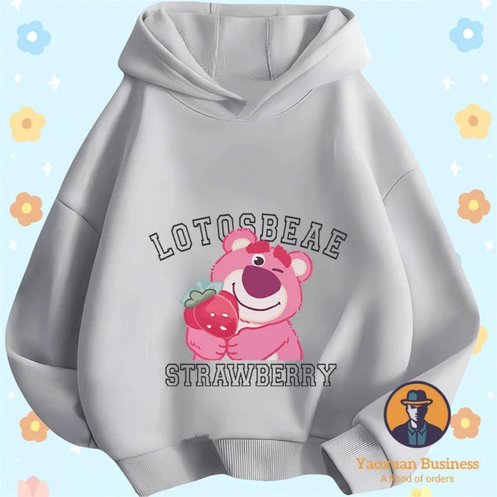 Fashion 2025 Hug Bear Boys' and Girls' Hoodies Cute Cartoon Print Windproof and Warm Autumn/Winter New Collection