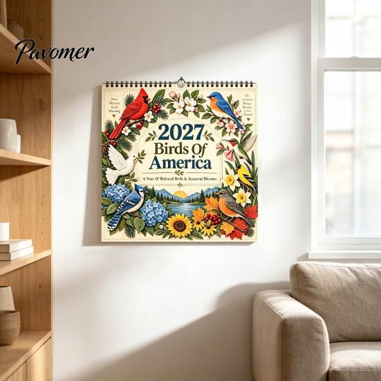 Minimalist Wall Decor 2027 Bird Calendar, Beautiful Birds & Nature Monthly Planner Professional Event Tracker with Coil Binding, Thick Art Paper