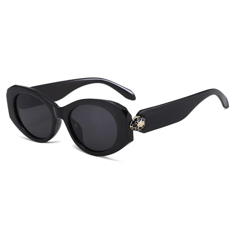 New Oval Shape Fashionable Sunglasses Women'S Snake Head Metal Frame Versatile High-End Feeling Stylish Accessory For Ladies
