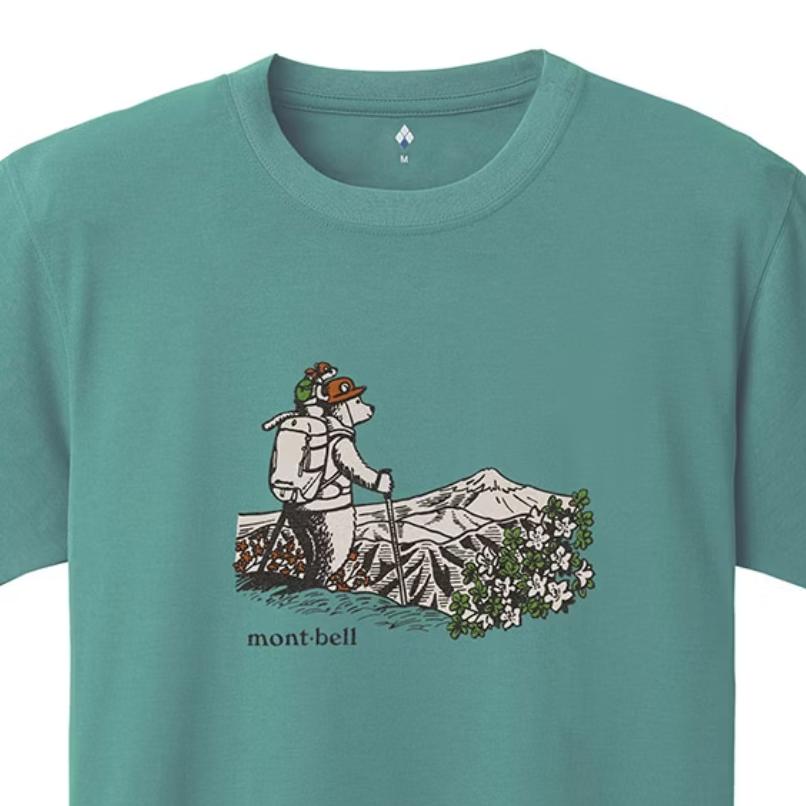 MONTBELL Sports Quick-Dry Breathable Round Neck Short Sleeve UV-Resistant  HIKING BEAR T Shirt Unisex