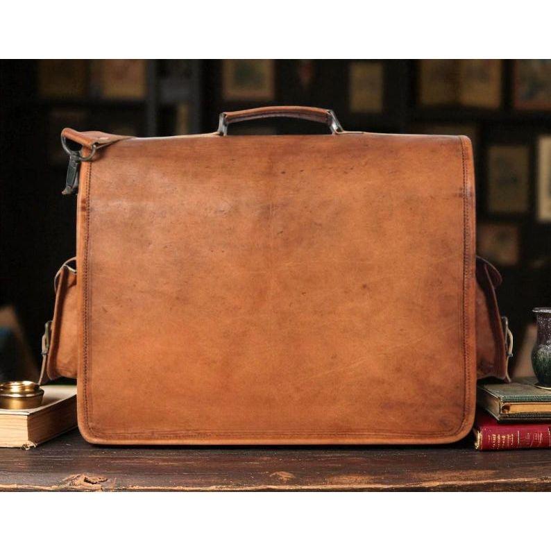 Handmade Leather Laptop Bag – Full Grain Leather Messenger Briefcase for Men & Women | Office, College and Travel Satchel by Broken Artisan