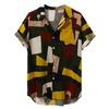 Fashion Mens Printed Hawaiian Loose  Short Sleeve Casual Buttons T shirt