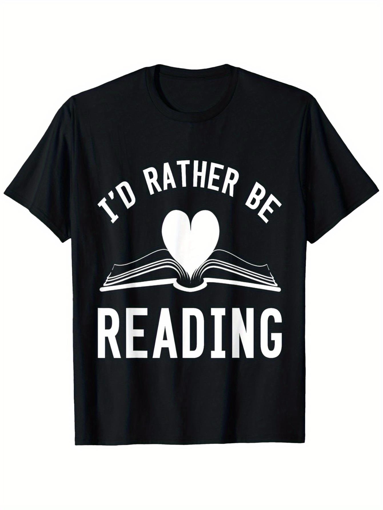 d Rather Be Reading TShirt  Heavyweight 180g 100 Cotton Book Lover Gift with Stacked Books  Heart Graphic S