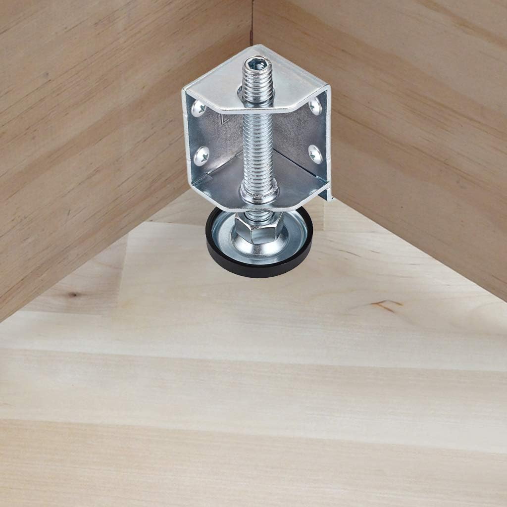 OwnMy Heavy Duty Adjustable Leveling Feet Corner Protector Guard Bracket Furniture Legs Levelers for Furniture, Table, Cabinets, Workbench, 2 Left