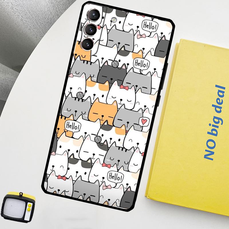 Funny cute cats Phone Case For Samsung Galaxy S25 Ultra S20 S21 S22 S23 Plus S9 S10 S25 FE S24 Ultra Cover