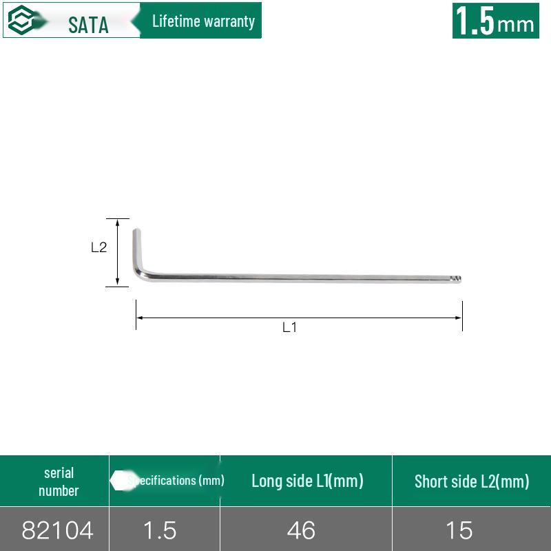 SATA Hex Key L-Type Flat & Ball Head Metric Screwdriver, Sizes 82104-82119