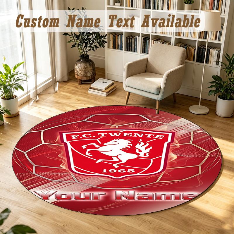 Rond Kleed Gepersonaliseerde NaamFC Twente Patroon Antislip Tapijt Huis Vloer Decoratie