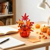 Autumn Seasonal Counter Display Fall Artificial Pumpkin Table Centerpiece, Fake Decoration with Sunflowers Decor Maple Leaves Berries for Thanksgiving