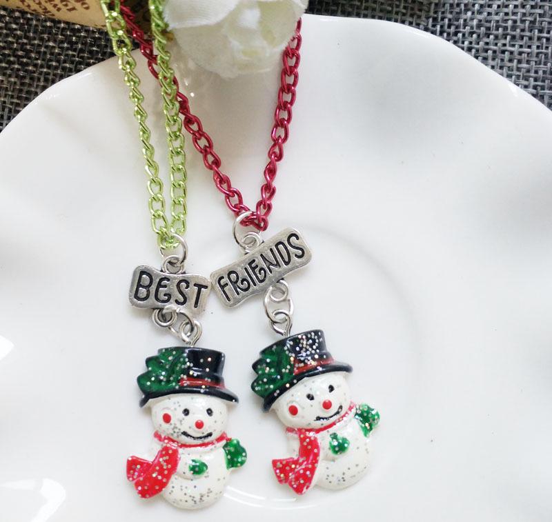 Colorful Cartoon Snowman Necklace - Christmas Resin Charm Ornament for Kids and Friends