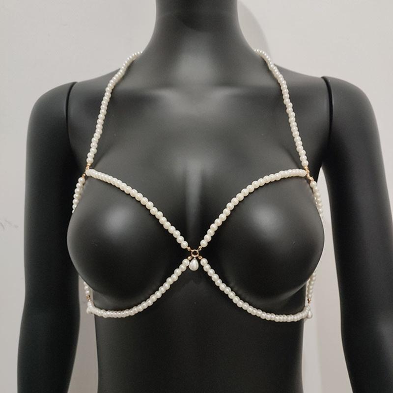 Delicate Handcraft Pearls Chest Necklace Formal Event Jewelry for Daily Wear and Layering